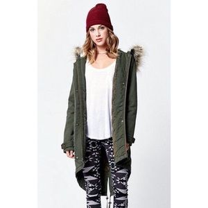 LA Hearts PacSun Tan Faux Fur Hooded Anorak Jacket